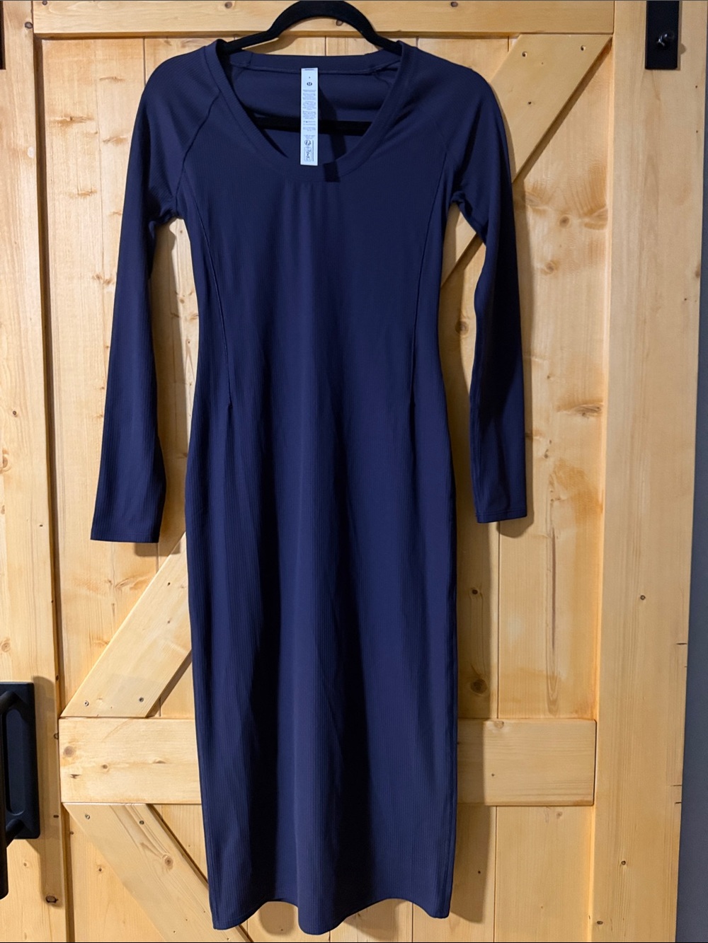 Lululemon All Aligned Ribbed Long-Sleeve Midi Dress - Purple/Grey - Size 4